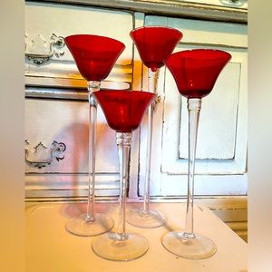 Votive Ruby Red Fluted Flair candle holders set of 4